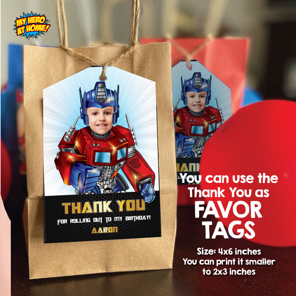Bundle Optimus Prime Birthday with your kid as the star: Invitation and Thank you, printable Cake Topper, Welcome Sign. 2025B2