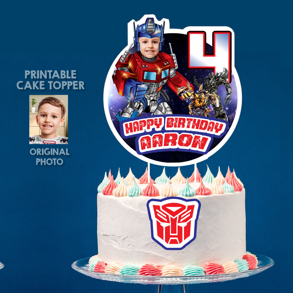 Cake topper of Optimus Prime with photo, Autobots cake topper, Transformers cake topper. 2025CT