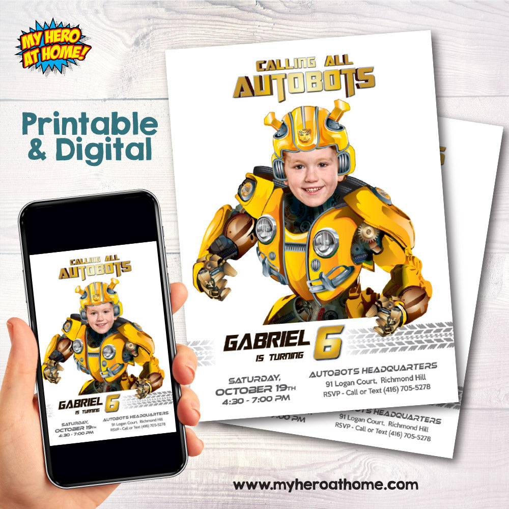 Bumblebee Birthday Party Invitation with photo, Bumblebee evite, Bumblebee Digital Invite. 2026
