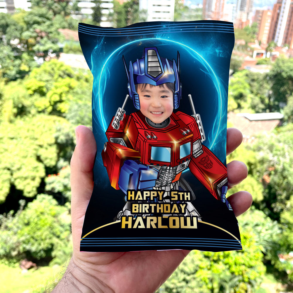 Optimus Prime chip bags party favors, Autobot Prime Chip Bag, Transformer Prime chip bags. 2042