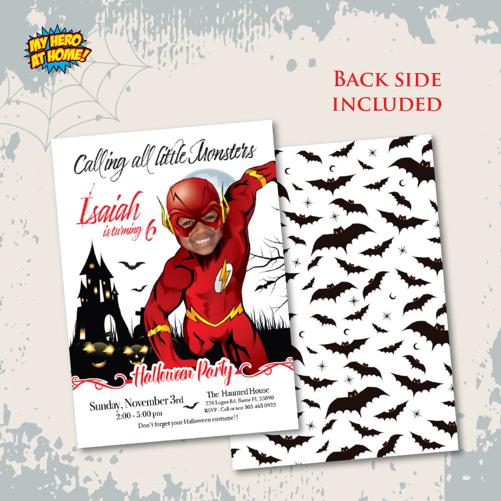 Flash Halloween birthday Invitation, Flash invitation for Halloween party, Spooky Flash flyer. 2070