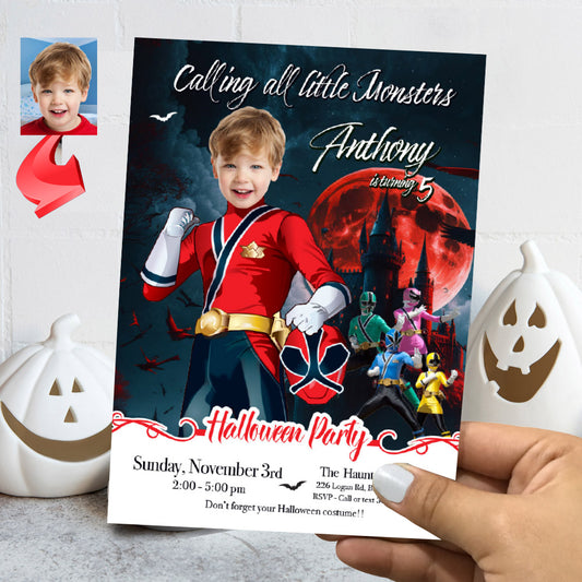 Power Rangers Halloween birthday Invitation, Halloween Power Rangers template, Power Rangers invitation for Halloween party. 2088