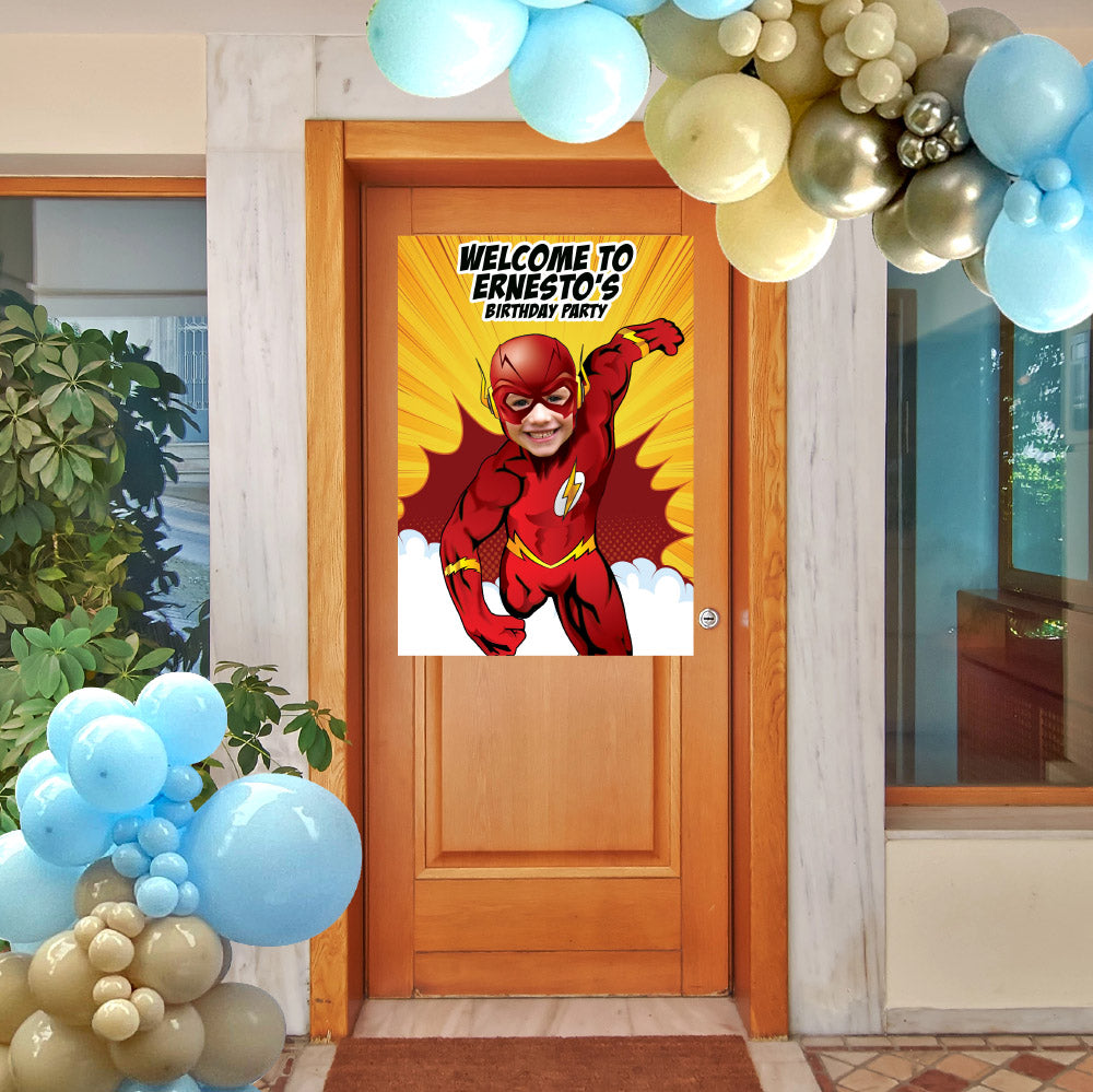 Flash Welcome sign with photo, Welcome sign Flash party, Flash welcome Birthday party sign. 149WS2