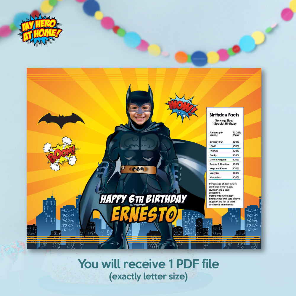 Batman chip bags party favors wrappers, Custom Batman Snacks Bag label, DIY superhero chip bags. 215CB