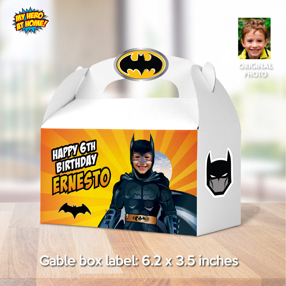 Personalized Batman Gable Box label, Batman Gift Box with photo, Batman Candy Box Party favors. 215GB