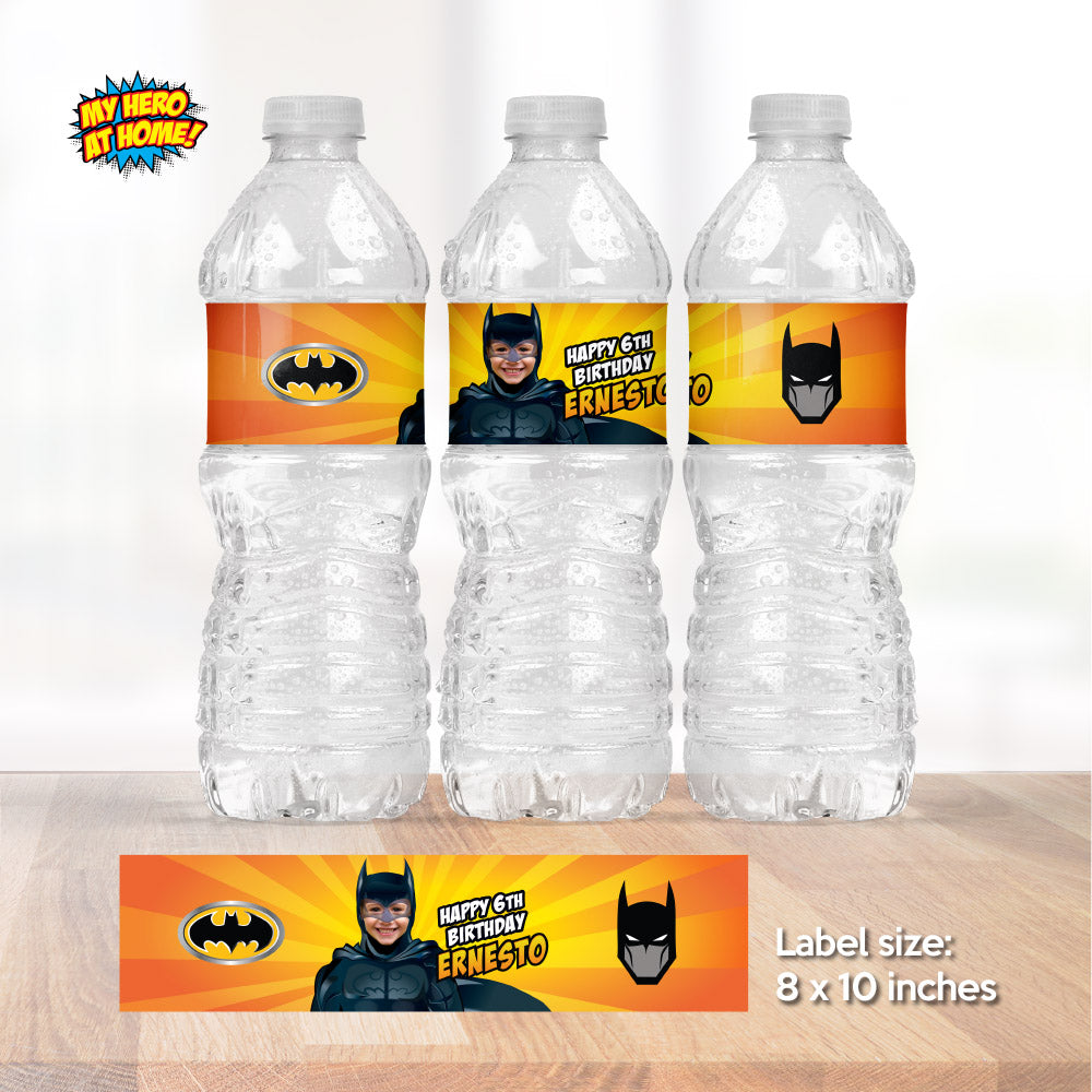 Batman water labels wrappers with photo, Batman party juice labels, Batman Capri sun labels. 215WJ