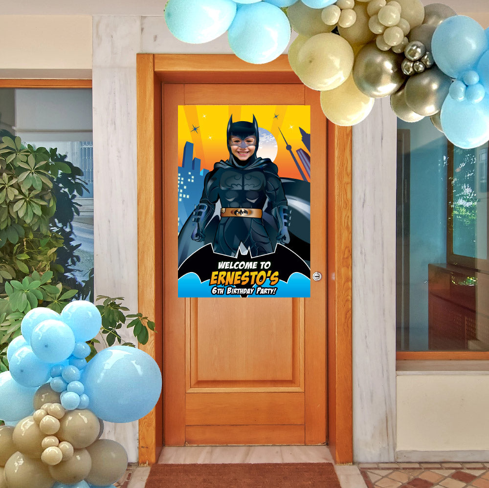 Batman Welcome sign with photo, Batman welcome party, Batman Birthday Sign, Batman Party Entrance Print. 215WS