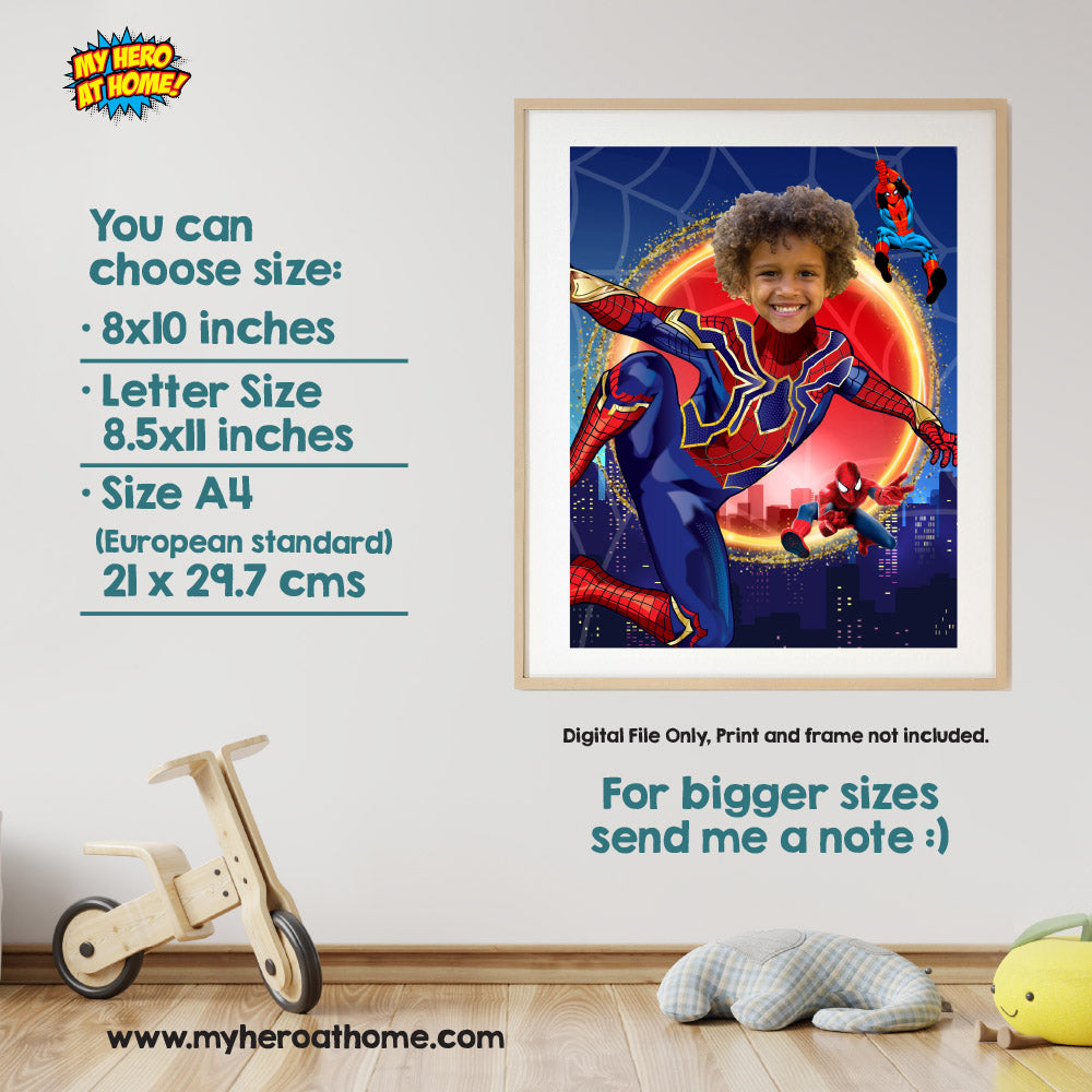 Superheroes photo posters featuring your kid, two custom prints themed Super Heroes. 2204B