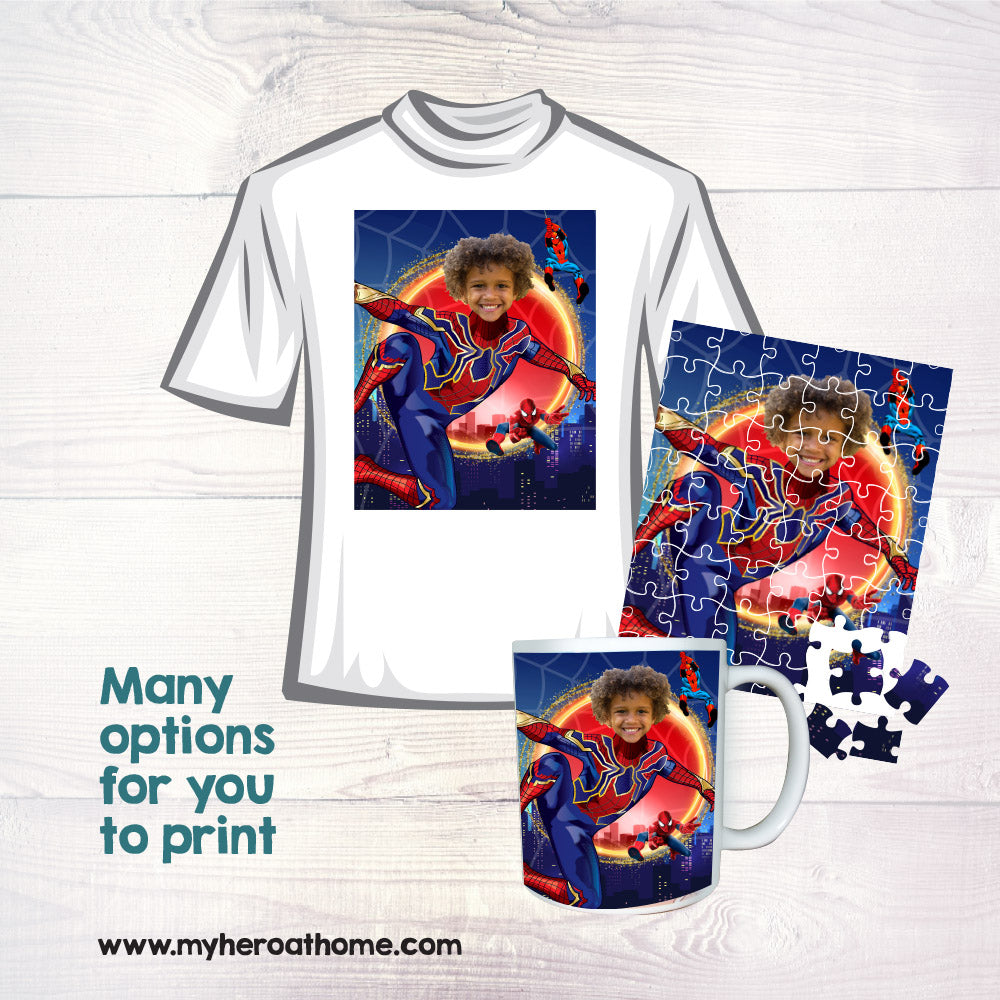 Superheroes photo posters featuring your kid, two custom prints themed Super Heroes. 2204B