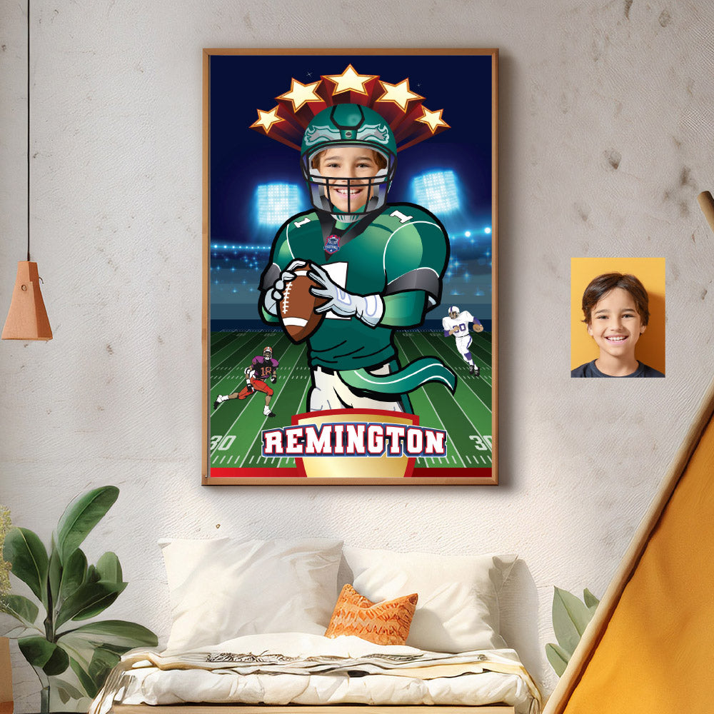 Printable Football Eagles gifts with kid as the star, Personalized Eagles prints with photo. 2225GF