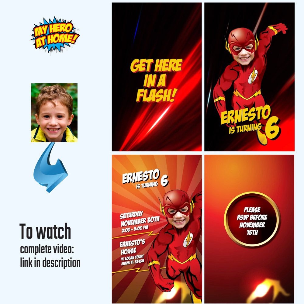 Flash Video Invitation, Flash birthday video invite, Flash animated party invitation, Get here in a flash video invite. 149V
