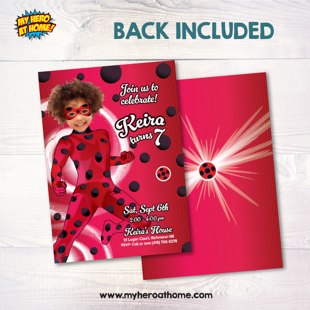 Miraculous Ladybug birthday invitation with your kid as the star, Ladybug digital invite, Ladybug party flyer. 2283IN