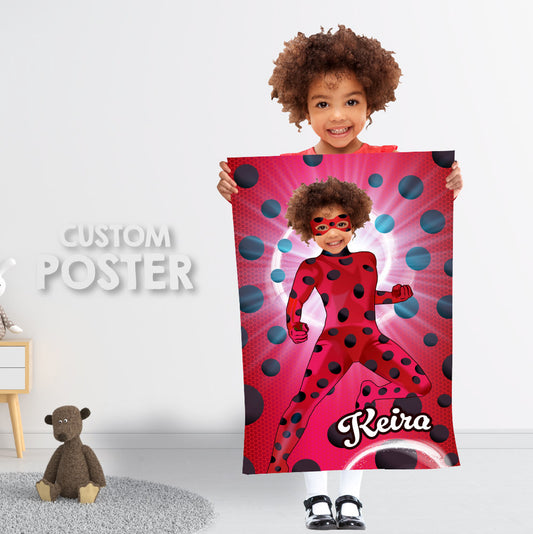 Miraculous Ladybug Photo Poster, Miraculous gift with photo, Miraculous Ladybug Prints, Ladybug Wall Decor. 2283PG