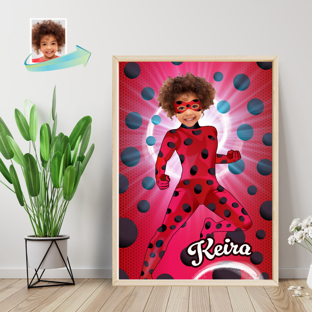 Miraculous Ladybug Photo Poster, Miraculous gift with photo, Miraculous Ladybug Prints, Ladybug Wall Decor. 2283PG