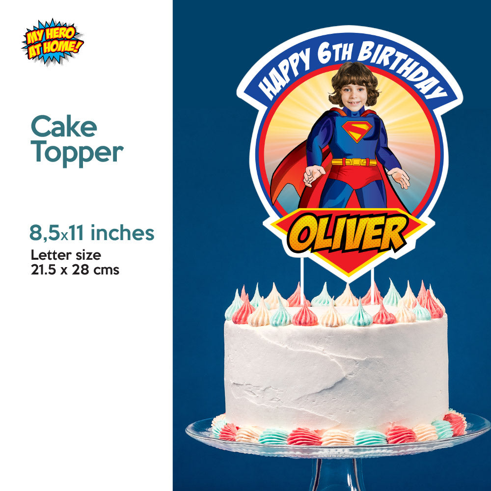 Bundle Superman Birthday themed matching items, Invitation and Thank you, Cake Topper and Welcome Sign. 2308B2