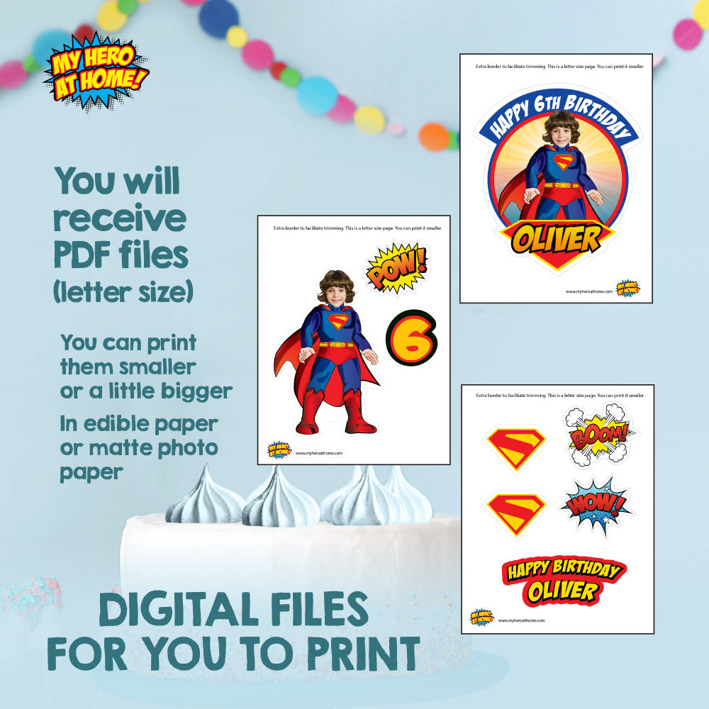 Bundle Superman Birthday themed matching items, Invitation and Thank you, Cake Topper and Welcome Sign. 2308B2