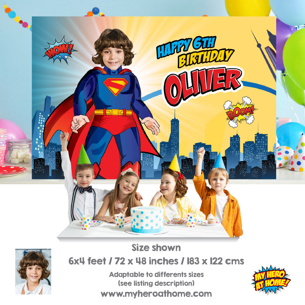 Custom Superman Birthday Backdrop, Superman Banner with your photo. 2308BB