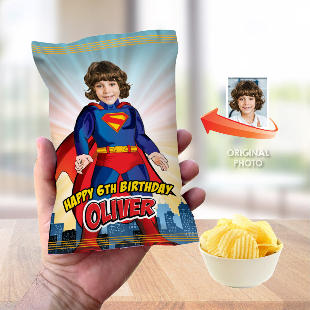 Bundle Superman Party snacks labels with your kid as Superman. 2308B3