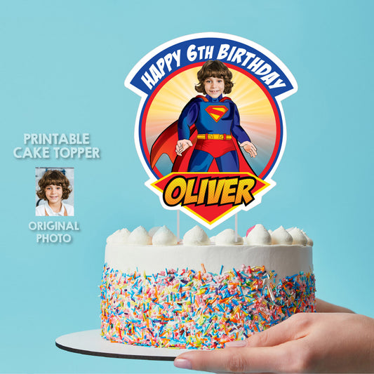 Personalized Superman Cake topper with your photo, Superman printable cake topper. 2308CT