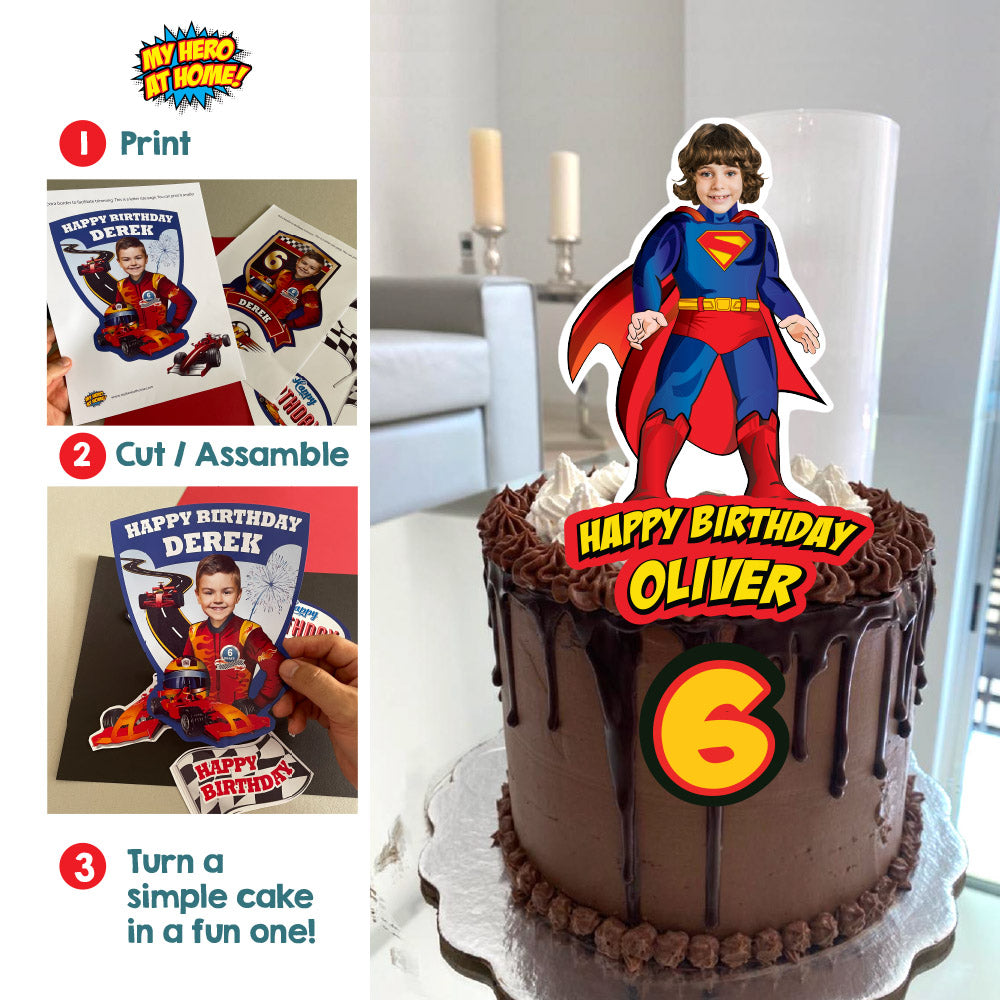 Personalized Superman Cake topper with your photo, Superman printable cake topper. 2308CT