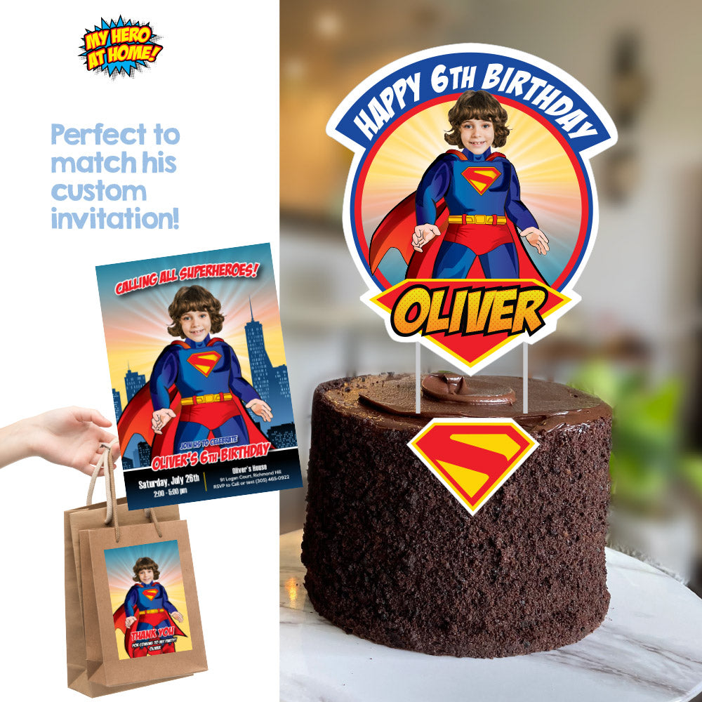 Personalized Superman Cake topper with your photo, Superman printable cake topper. 2308CT