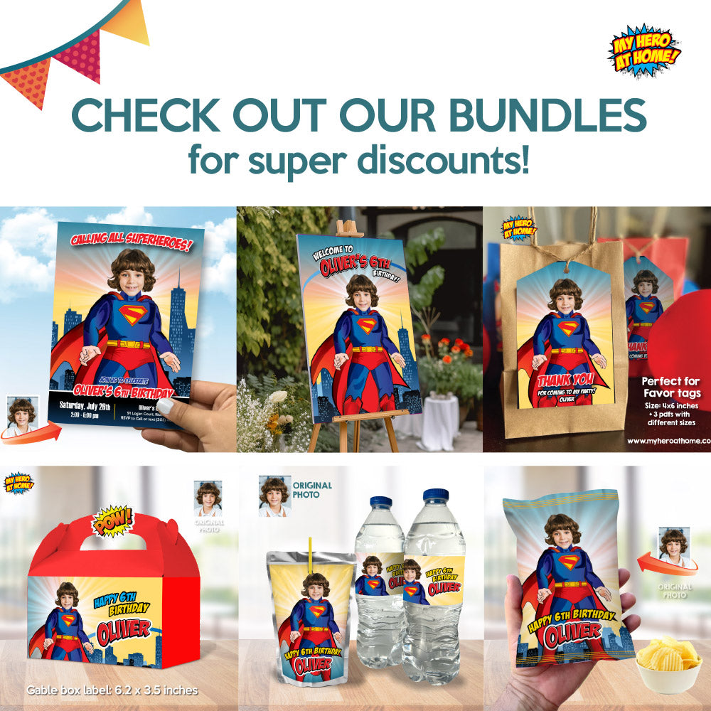 Personalized Superman Cake topper with your photo, Superman printable cake topper. 2308CT