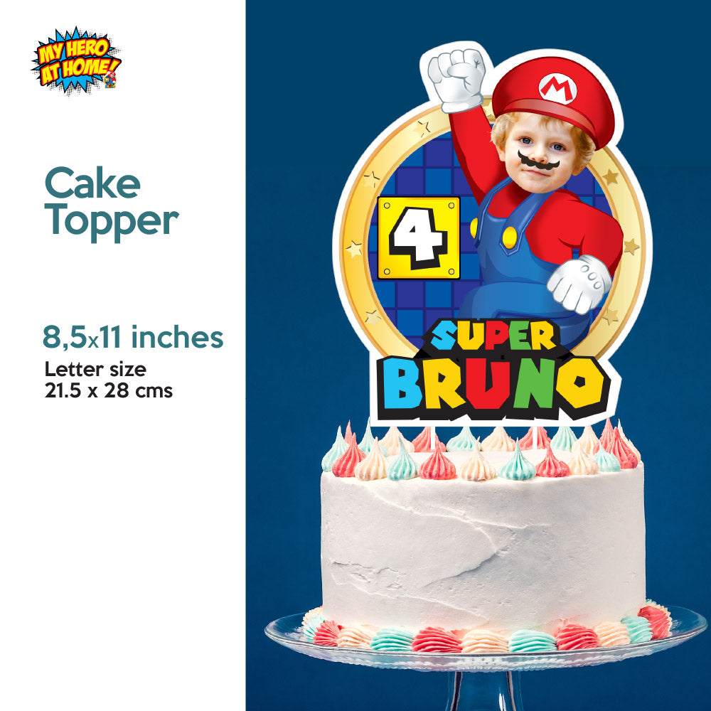 Bundle Super Mario Party decoration, Super Mario Banner Backdrop, Cake Topper and Welcome Sign. 2331B4