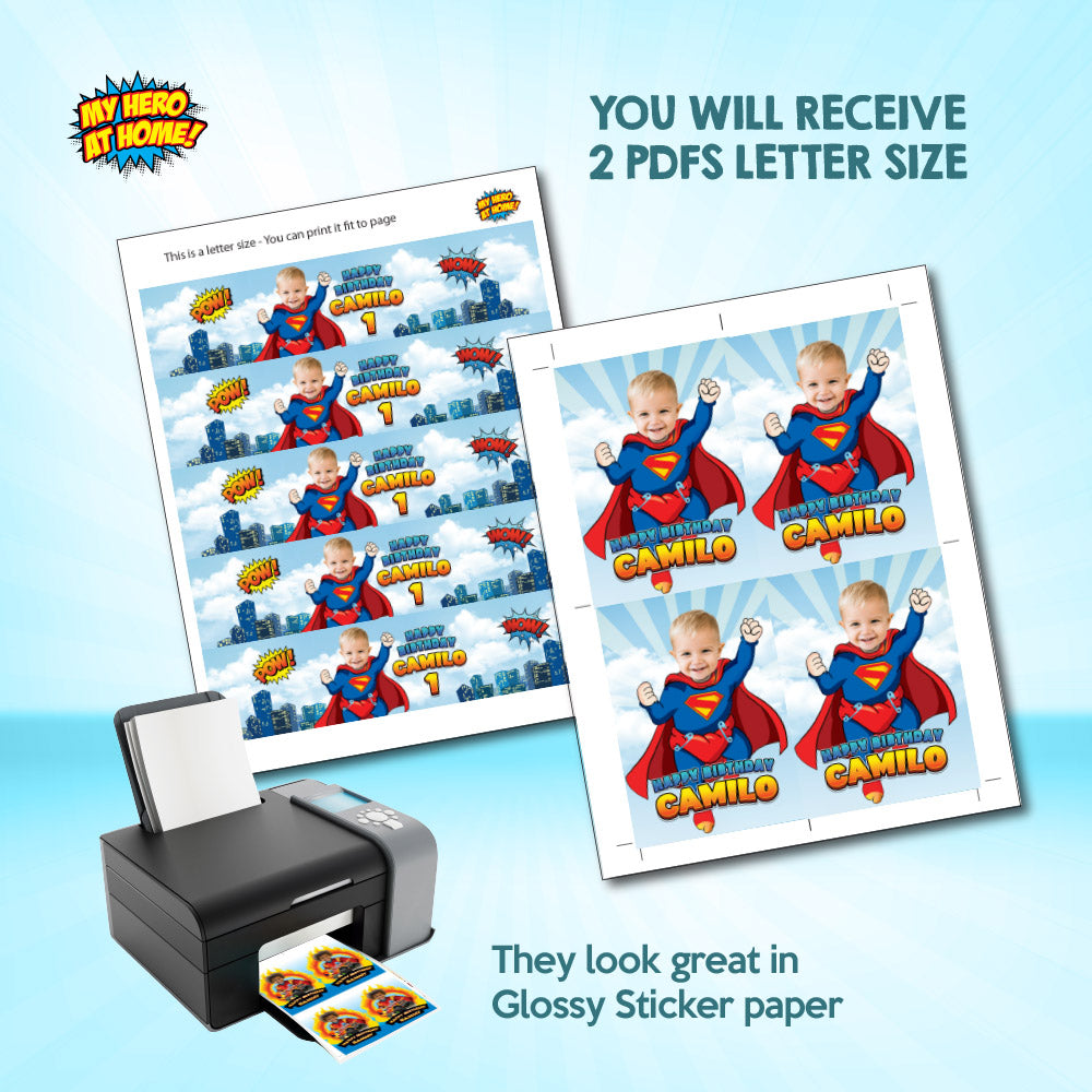 Bundle Baby Superman snacks labels, water wrappers and capri sun label, Chip bags. 2335B3