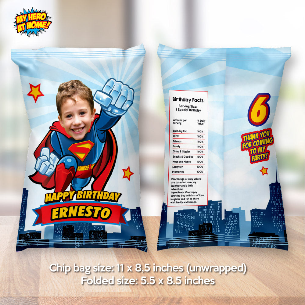 Superman snacks bags party favors with your own superman, Potato Chip Bag Wrappers themed Superman. 2343CB