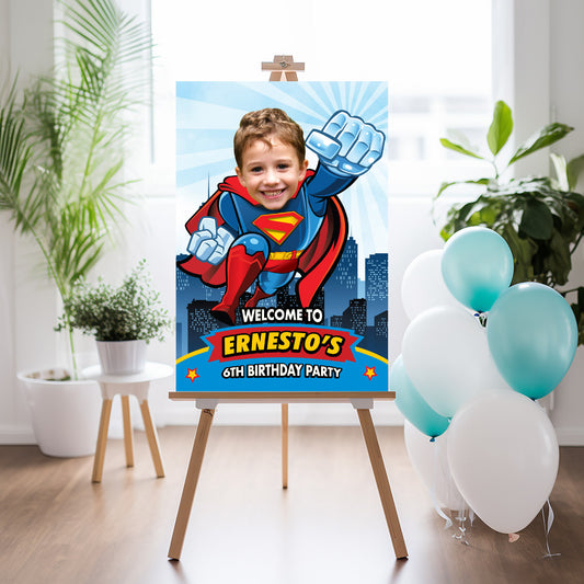 Superman welcome entrance party with photo, Superman birthday Entrance welcome. 2343WS