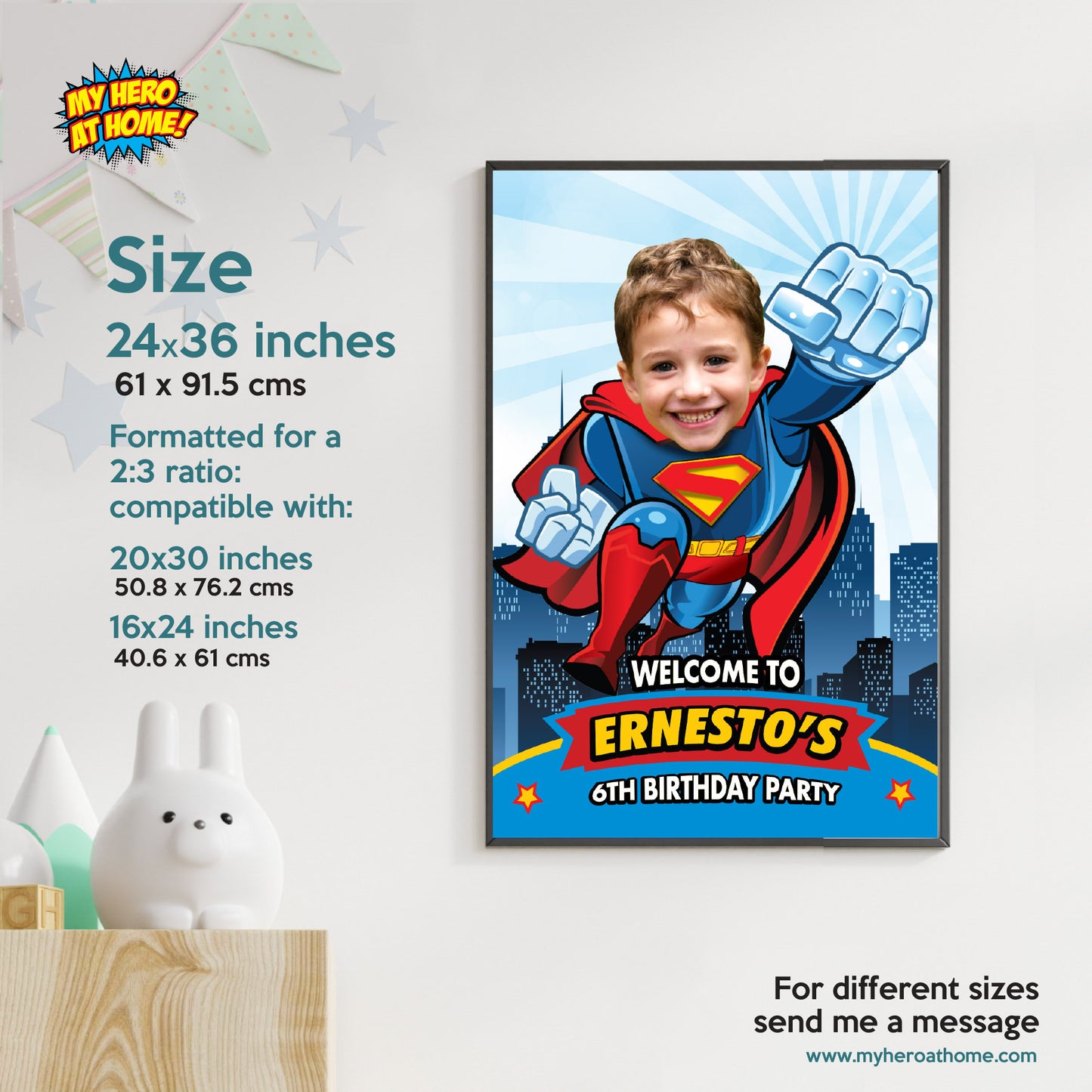 Superman welcome entrance party with photo, Superman birthday Entrance welcome. 2343WS
