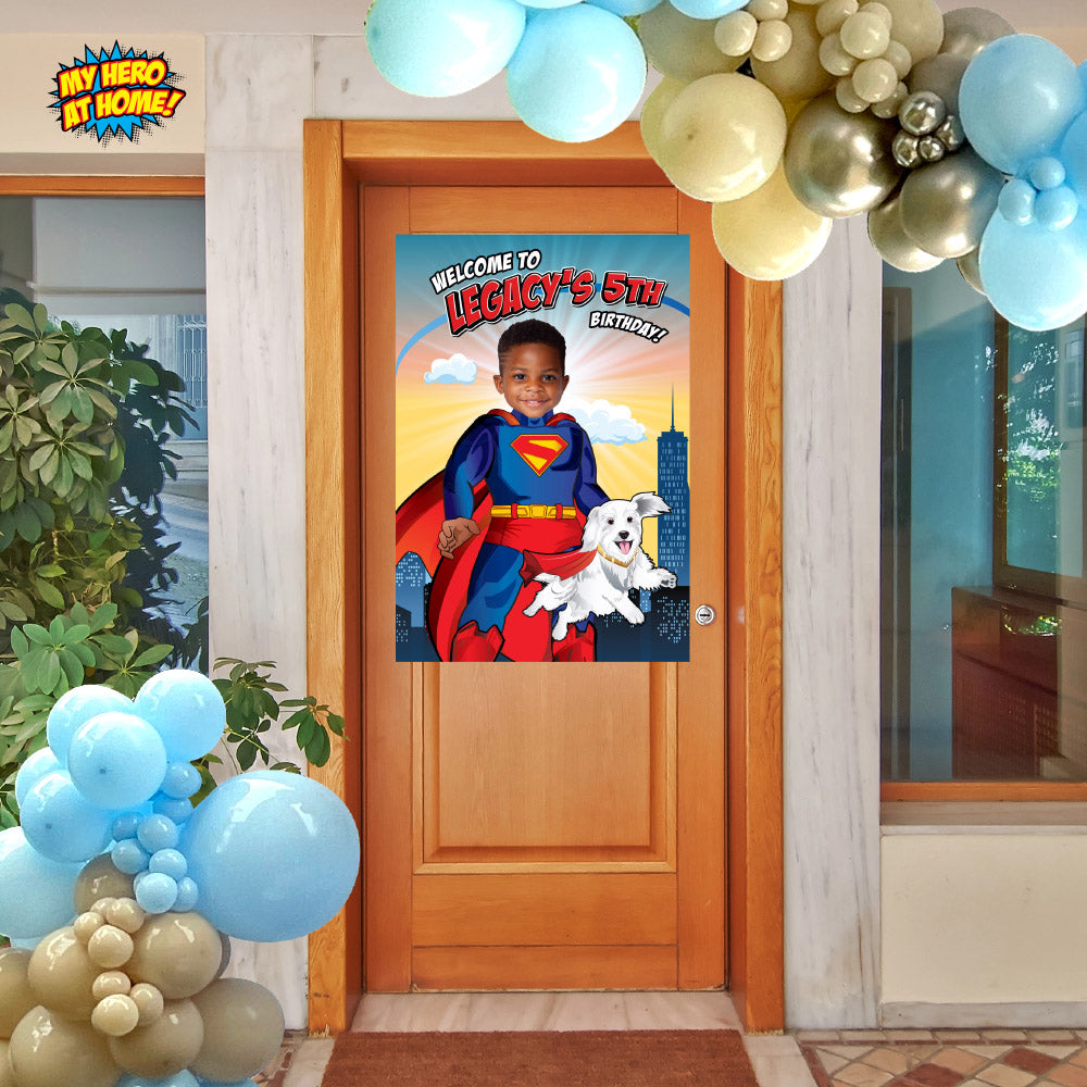 Bundle Superman and Krypto Birthday Matching items, Custom Invitation and Thank you, Cake Topper and Welcome Sign. 2352B2