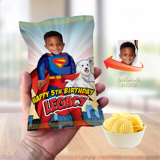 Superman and Krypto potato chip bags, Superman and Superdog Chip Bag Wrapper, Superman and Krypto Snacks bags. 2352CB