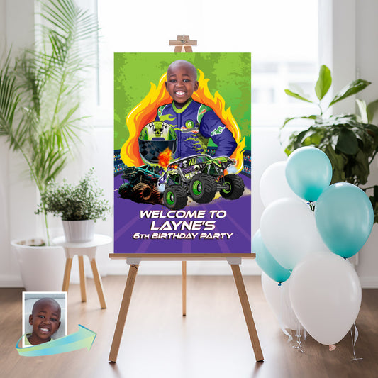 Monster Jam Gravedigger Welcome sign, Grave digger driver welcome party sign. 2391WS