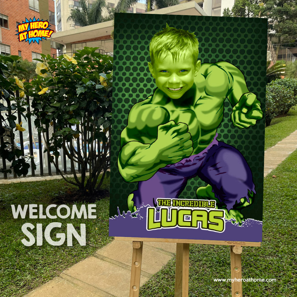 Printable Hulk photo gift, Hulk poster with photo, Room decor themed Hulk. 366