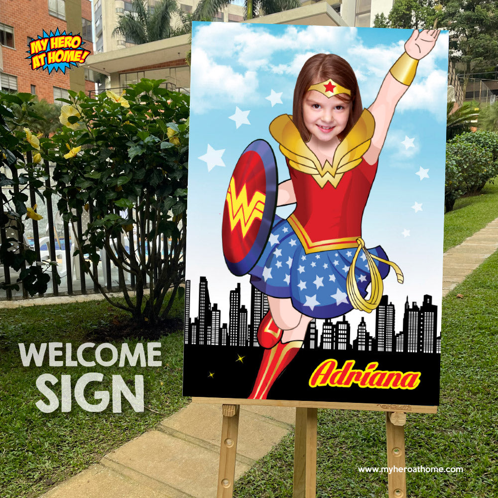 Wonder Girl Poster with photo of your girl as the star, Wonder Woman printable Gift. 374