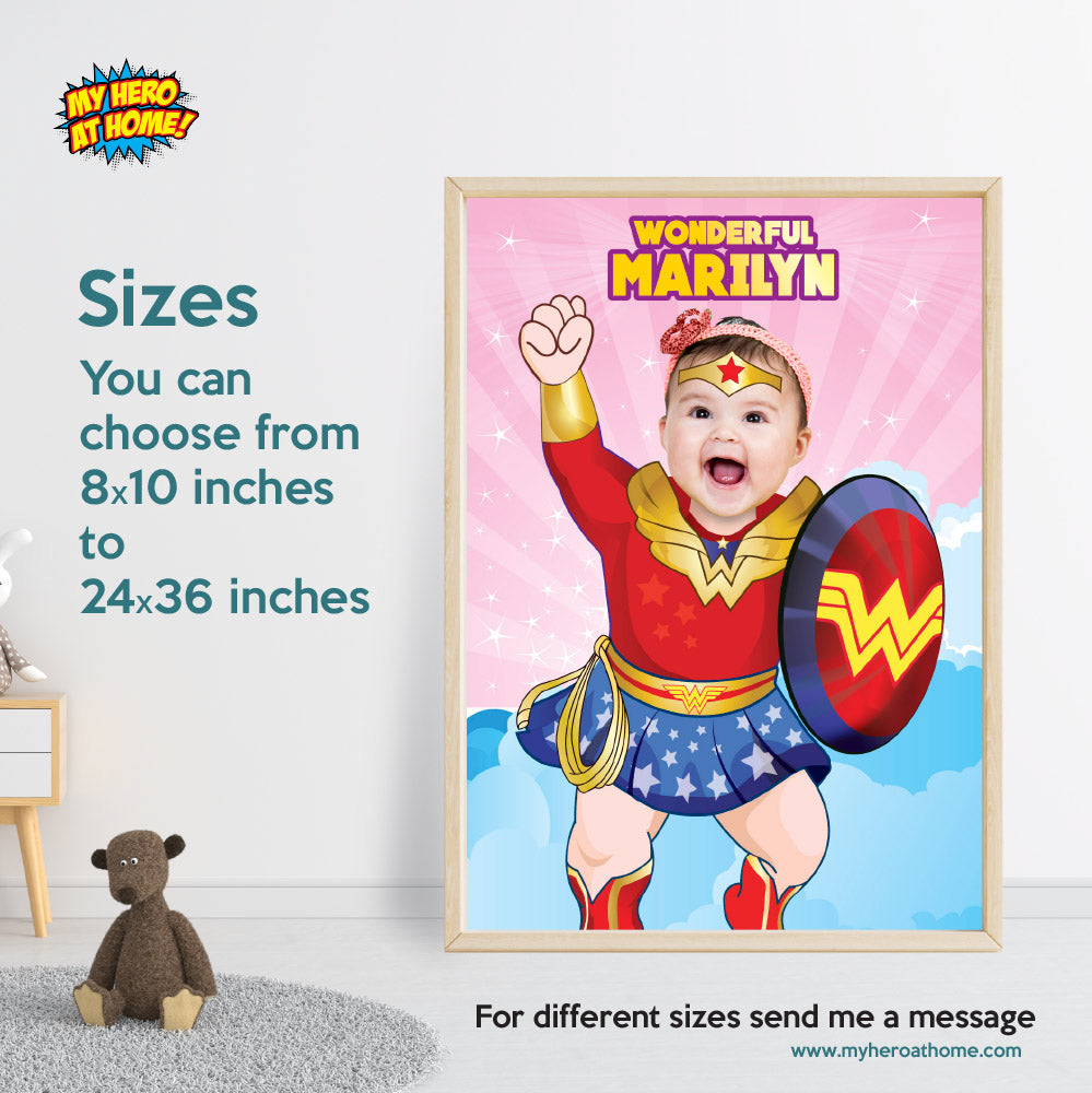 Baby Wonder Woman Poster, Baby Wonder gift Gift, Wonder baby girl Nursery. 427