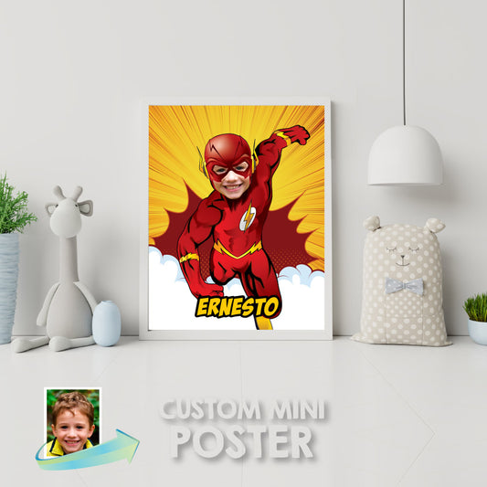 Custom Flash Print with your kid as the star, Flash photo Print, Flash wall Decor, Personalized Flash gift. 149PS