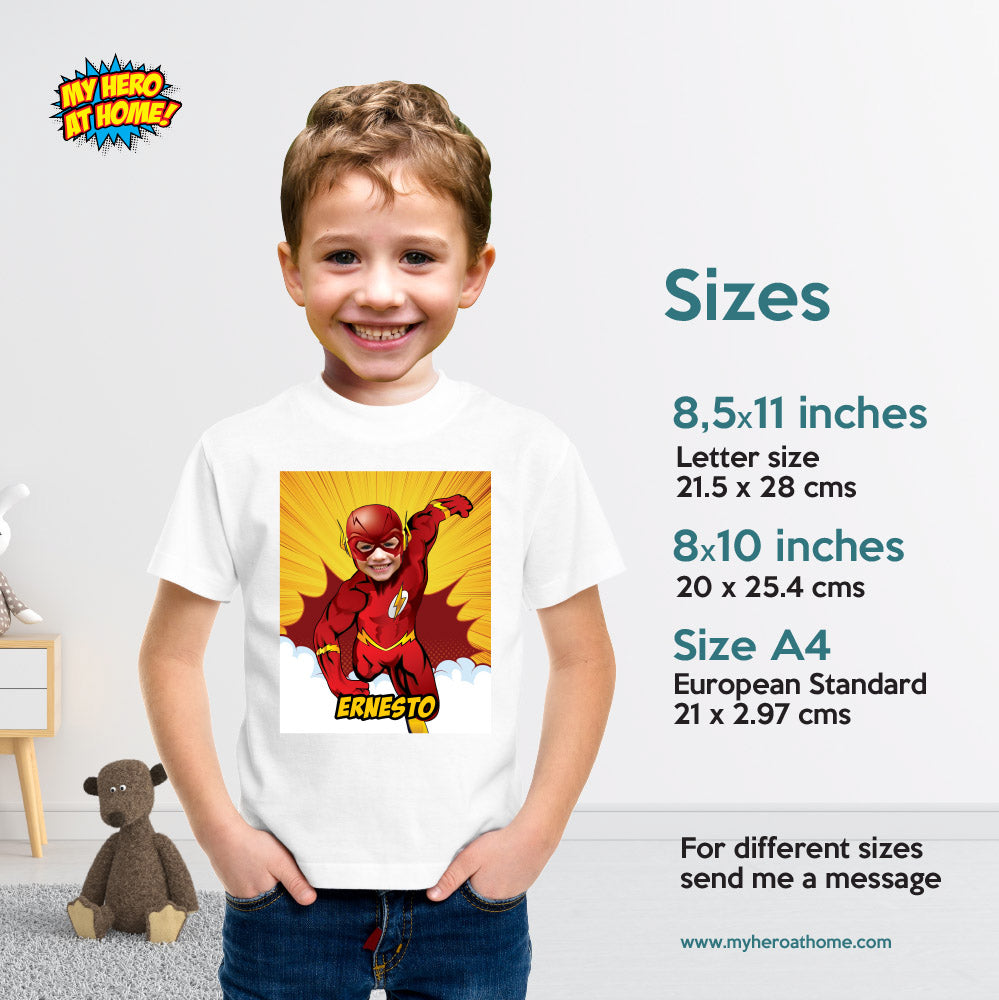 Custom Flash Print with your kid as the star, Flash photo Print, Flash wall Decor, Personalized Flash gift. 149PS