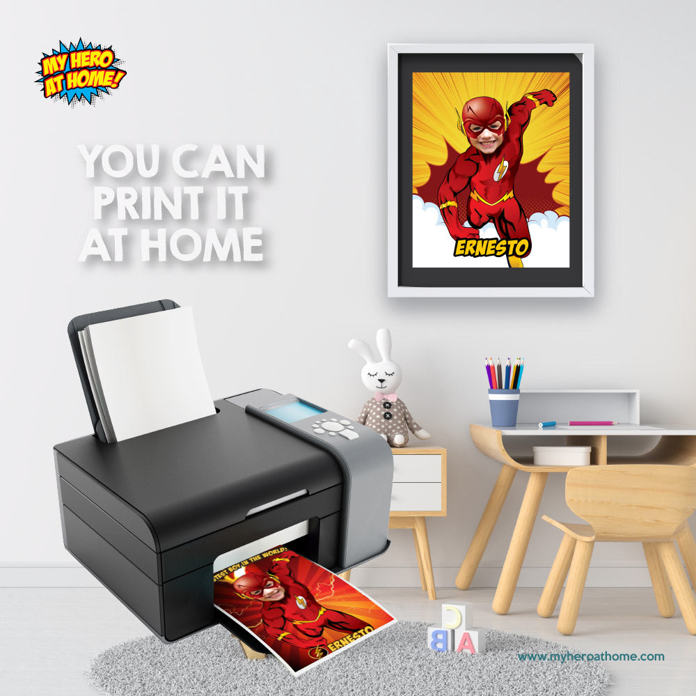 Custom Flash Print with your kid as the star, Flash photo Print, Flash wall Decor, Personalized Flash gift. 149PS