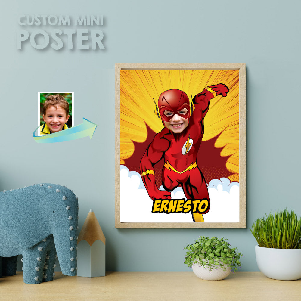 Custom Flash Print with your kid as the star, Flash photo Print, Flash wall Decor, Personalized Flash gift. 149PS