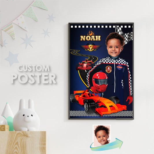 Personalized Race Car Decoration with child as the star, Room Decor for race car fans, Race Car Gifts. 568