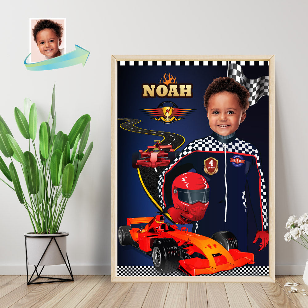 Personalized Race Car Decoration with child as the star, Room Decor for race car fans, Race Car Gifts. 568