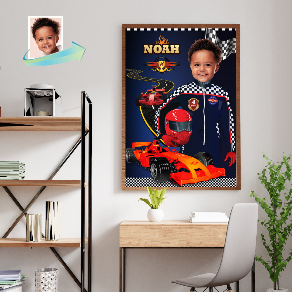 Personalized Race Car Decoration with child as the star, Room Decor for race car fans, Race Car Gifts. 568