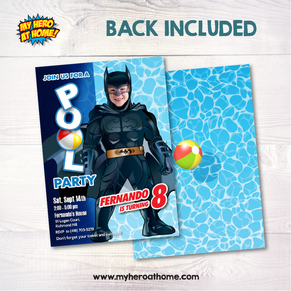 Batman Pool Party template with photo, Batman Water slide party, Batman Splash Party. 691