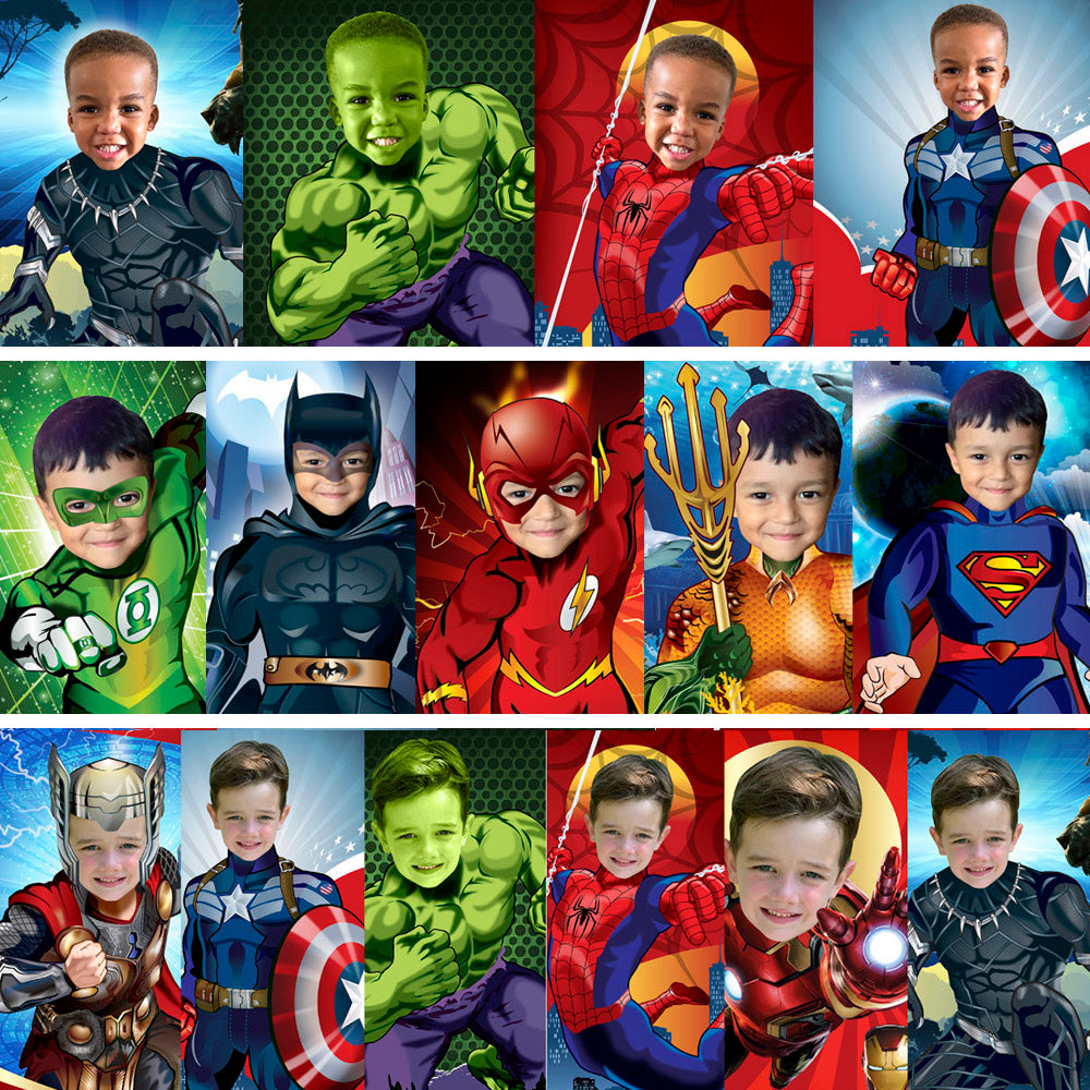 Five Superheroes printable Gifts with your child as the star, 5 prints Super heroes prints gifts. 2204E