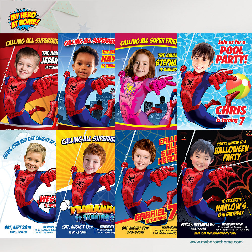 Spider-man Halloween Birthday party video Invitation with your kid as the star, Superhero halloween video invite. 2375V