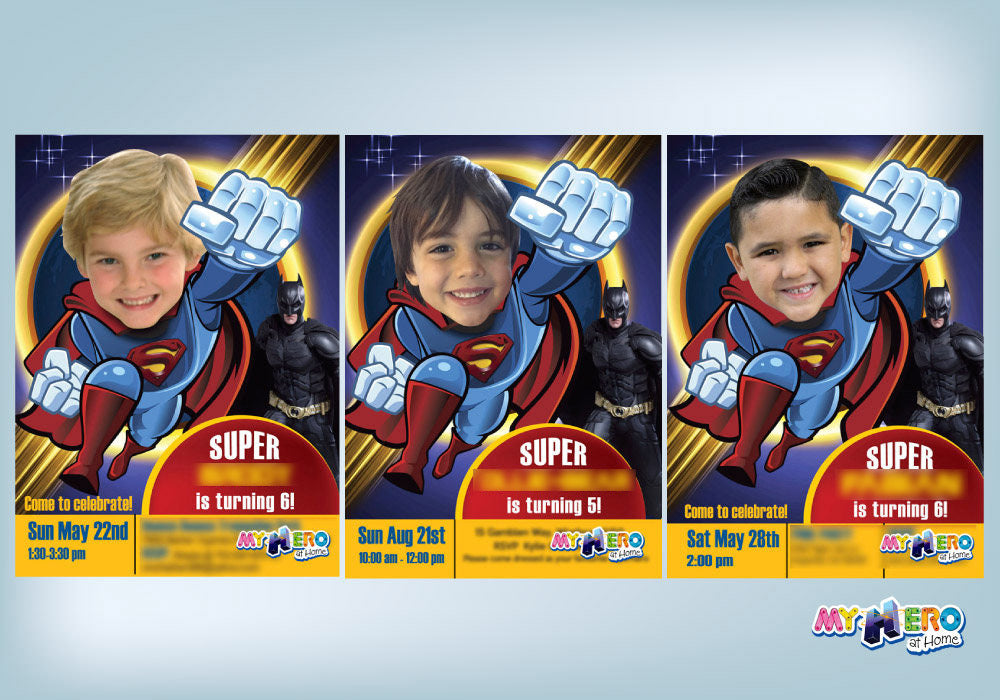 Custom Superman Birthday Backdrop with your kid as a flying Superman, Telon de Superman. 2343BB