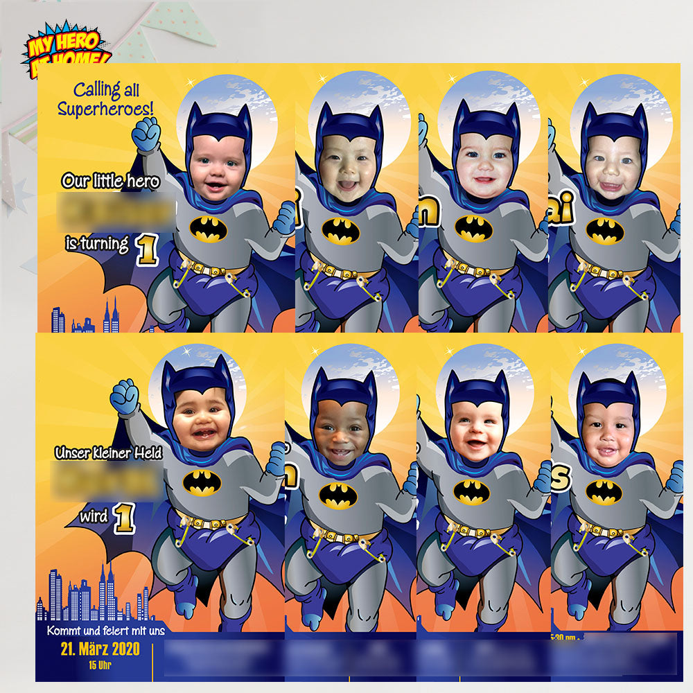 Baby Batman Pool Party invitation with your baby as the star, Batman Splash Party, Baby Batman photo Invite. 728IN