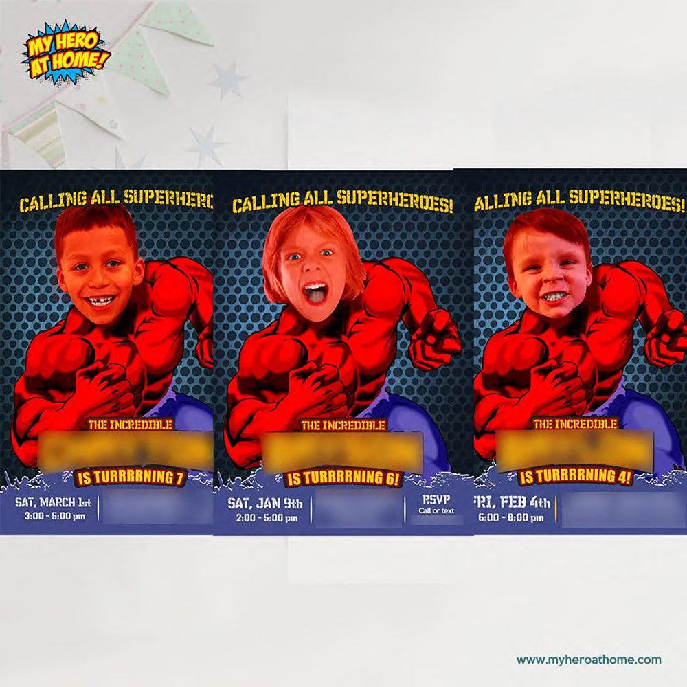 Personalized Red Hulk thank you card, Red Hulk Party favors, Red Hulk labels, Red Hulk goodies, Red Hulk bag 2257TY